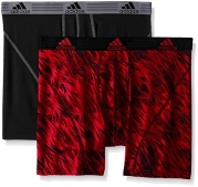 adidas Men's Sport Performance Climalite Boxer Brief Underwear (2 Pack), Real Red Draven/Black/Grey, Small/Waist Size 28-30