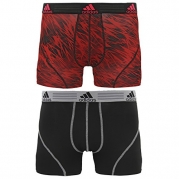 adidas Men's Sport Performance Climalite Boxer Brief Underwear (2 Pack), Real Red Draven/Black/Grey, Small/Waist Size 28-30