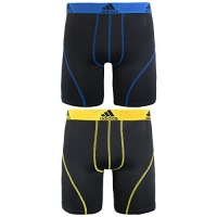 adidas Men's Sport Performance Climalite 9-Inch Midway Underwear (2-Pack), (Black/Prime Blue)/(Black/Yellow), Medium