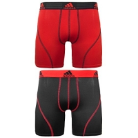 adidas Men's Sport Performance Climalite 9-Inch Midway Underwear (2-Pack), Real Red/Black/Black/Real Red, Small/Waist Size 28-30